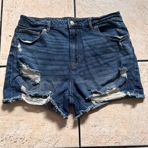 No Boundaries Dark Blue Distressed Jean Shorts